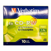 Диск CD-RW VERBATIM 700MB 4X