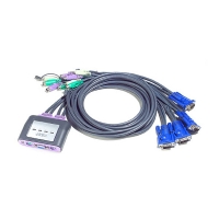 Переключатель KVM ATEN CS-64A MINI CABLE KVM Switch 4 порта, кабели встроенные в комплекте